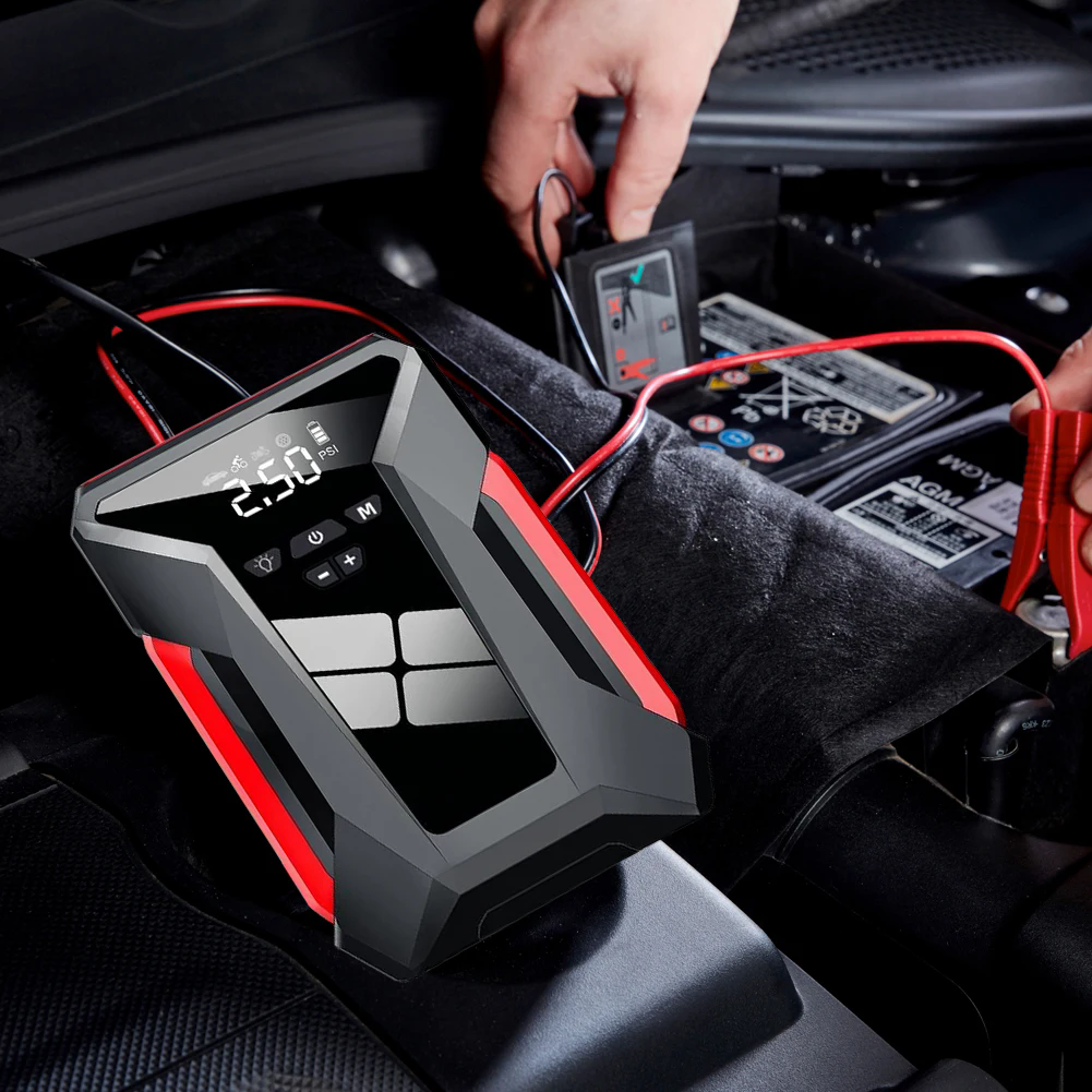 10000mAh Car Jump Starter Multifunctional Automotive Energy Power 150PSI fire Inflator Powerbank Air Pump With Bag