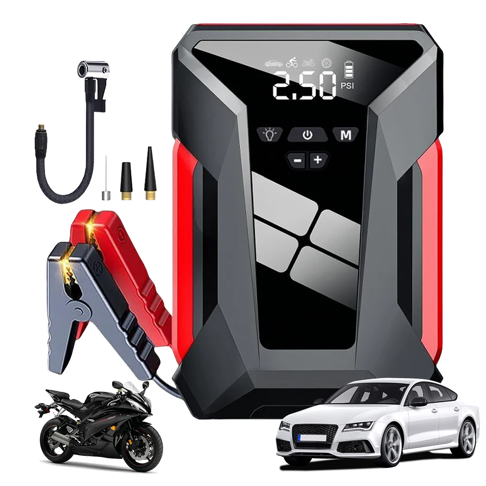 10000mAh Car Jump Starter Multifunctional Automotive Energy Power 150PSI fire Inflator Powerbank Air Pump With Bag