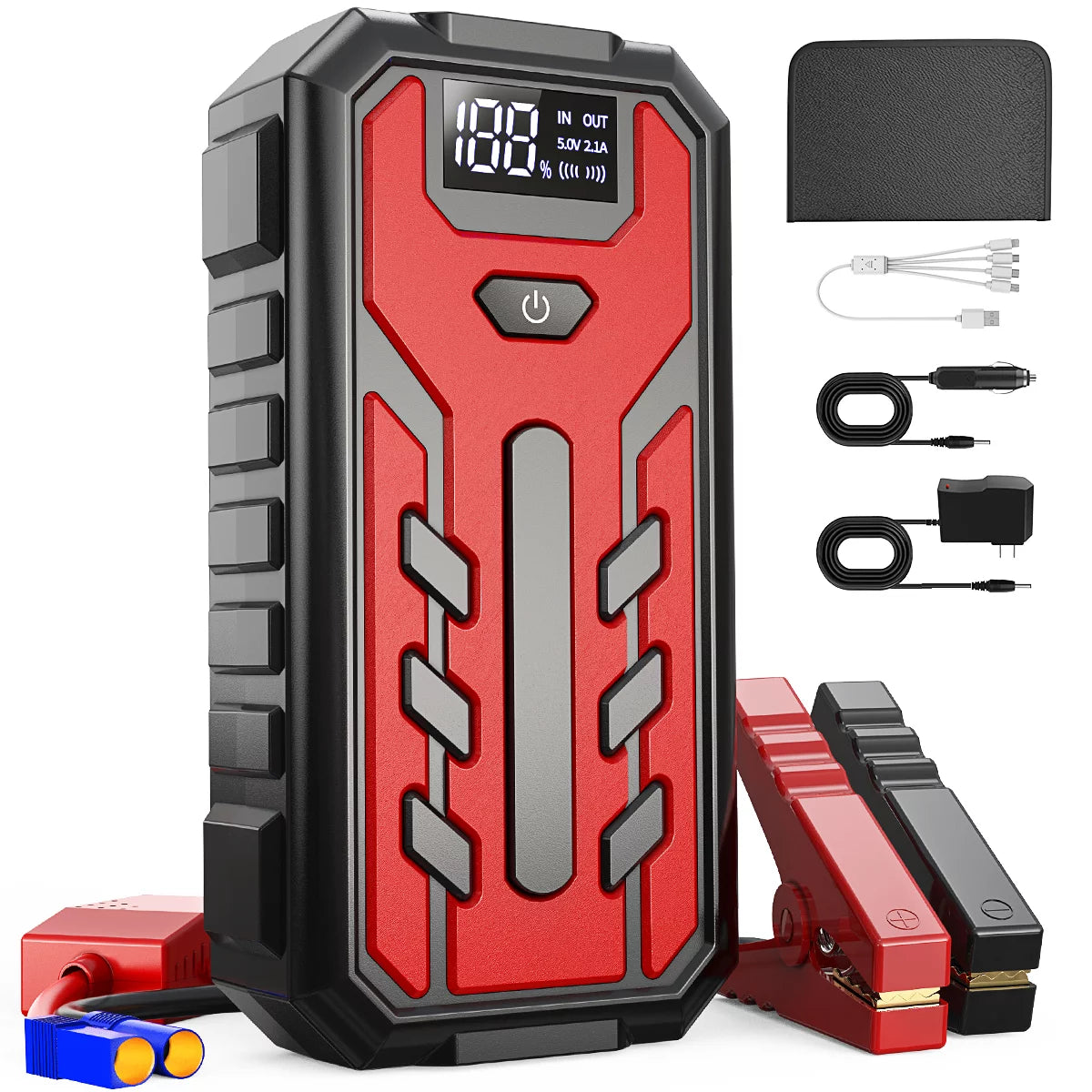 Avviatore di emergenza per auto multifunzione ad alta capacità da 1200 A, caricabatteria portatile per 3.0L Avviatore di emergenza per auto
