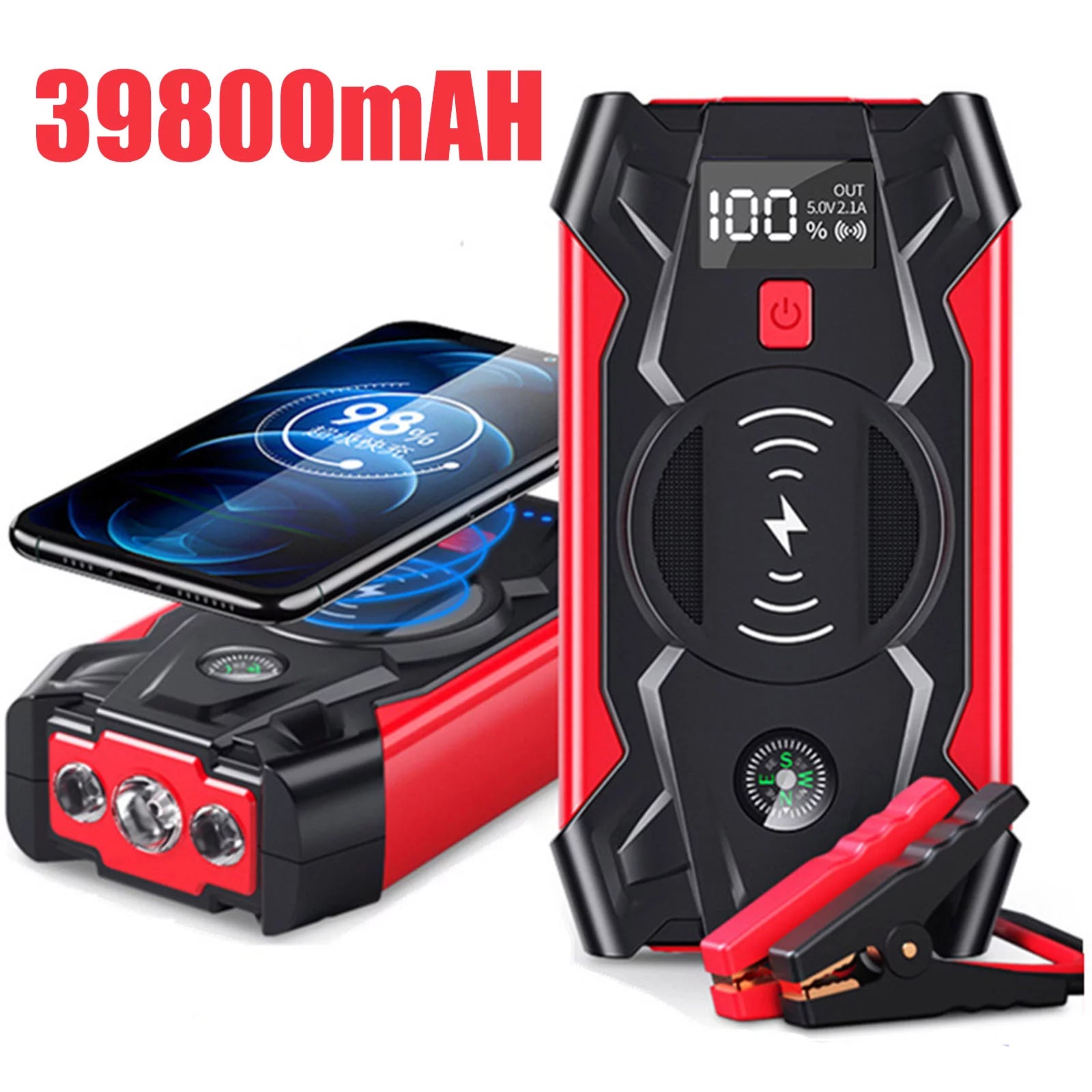Avviatore di emergenza da 1200 A con batteria esterna da 12000 mAh per benzina 6.0LDiesel 4.0L e Power Bank