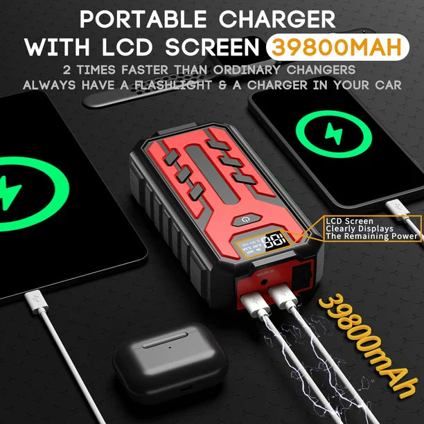1200A High-Capacity Multi-Function Car Jump Starter Portable Charger For 3.0L Car Jump Starter
