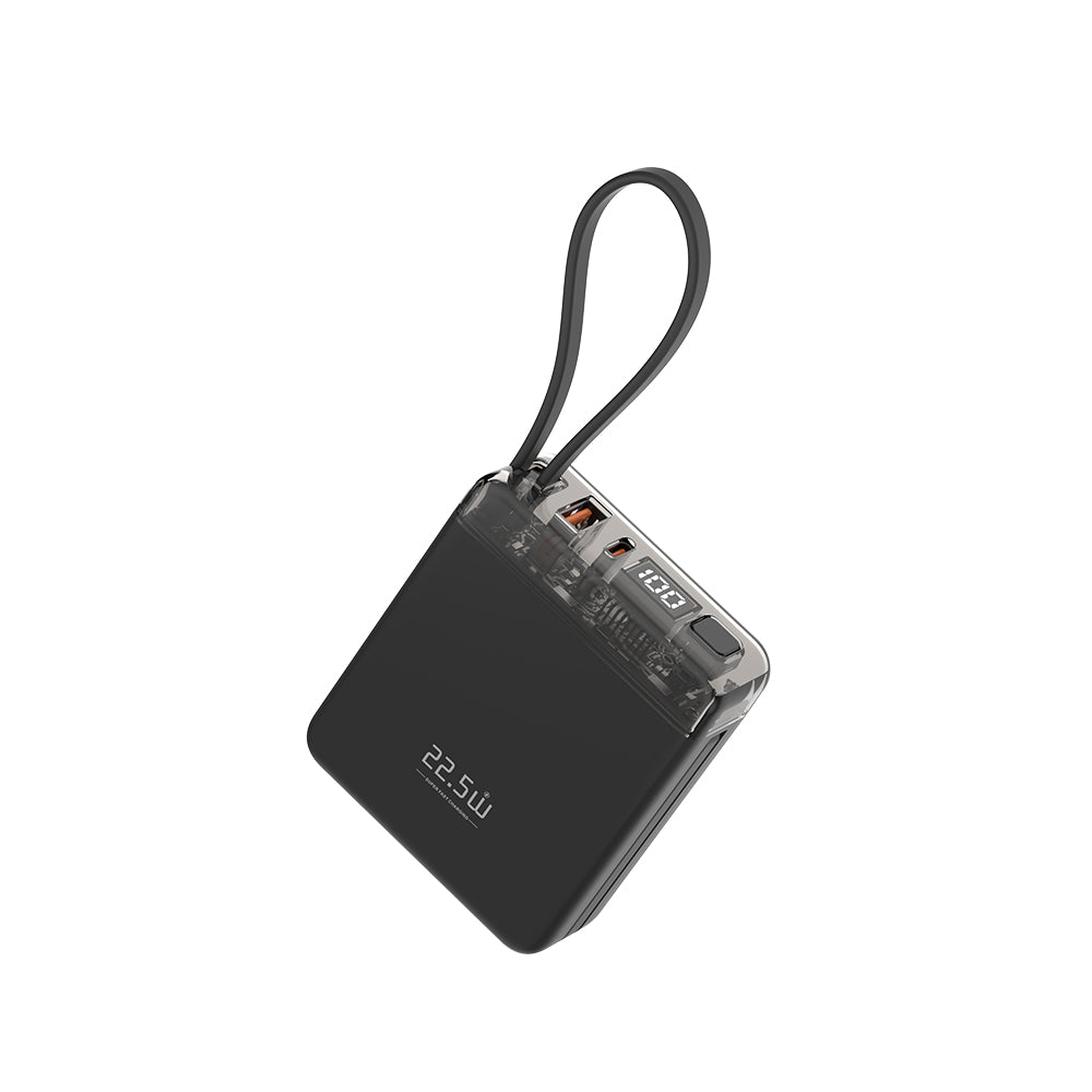 MQ310 10000mAh portable battery indicator with USB-C and Lightning cables