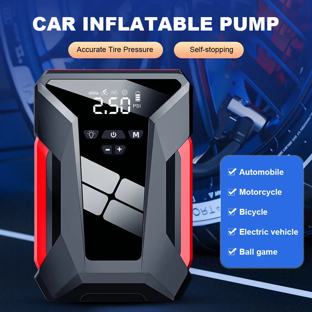 Avviatore di emergenza per auto da 10000 mAh, multifunzionale, con pompa ad aria Powerbank da 150 PSI e borsa