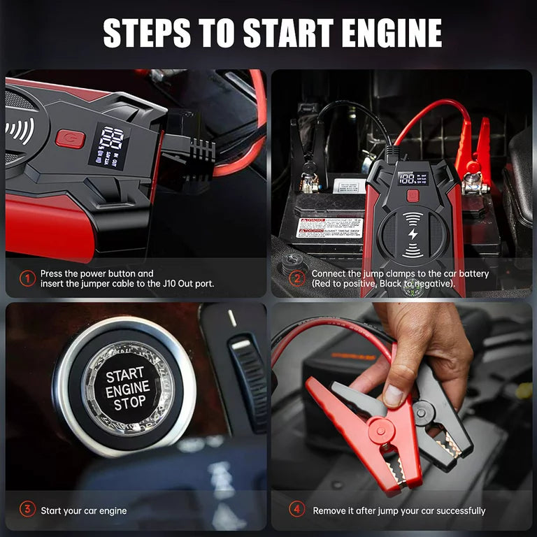 1200A Jump Starter with 12000mAh External Battery for Petrol 6.0L、Diesel 4.0L and Power Bank
