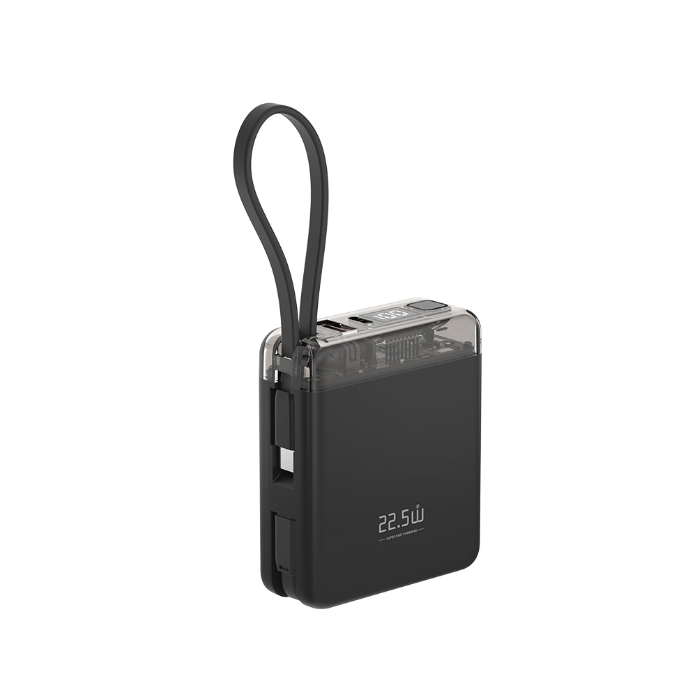 MQ310 10000mAh portable battery indicator with USB-C and Lightning cables