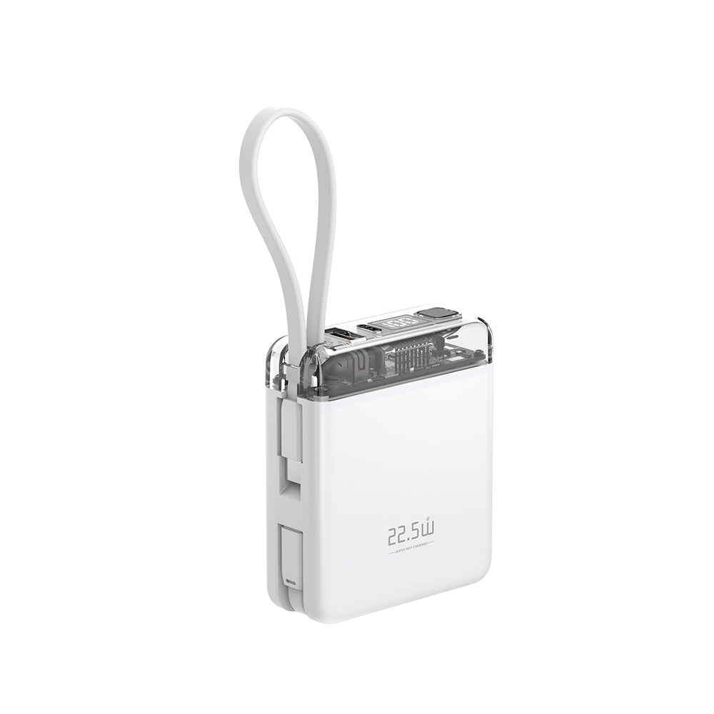 MQ310 10000mAh portable battery indicator with USB-C and Lightning cables
