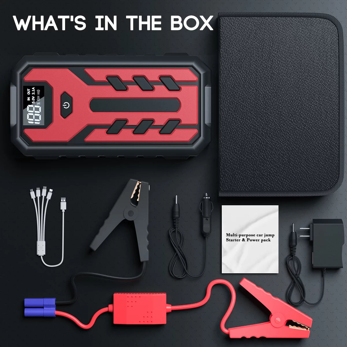 1200A High-Capacity Multi-Function Car Jump Starter Portable Charger For 3.0L Car Jump Starter