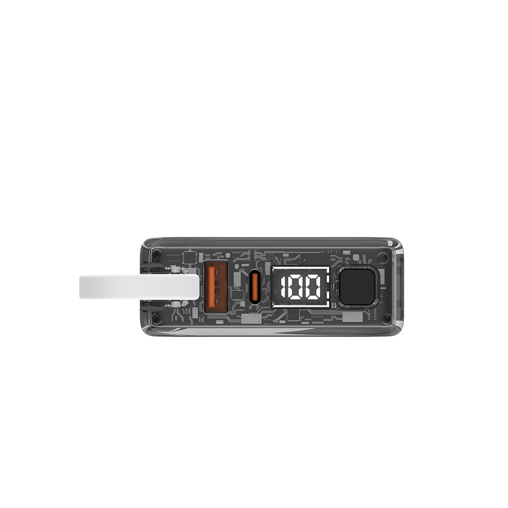 MQ310 10000mAh portable battery indicator with USB-C and Lightning cables