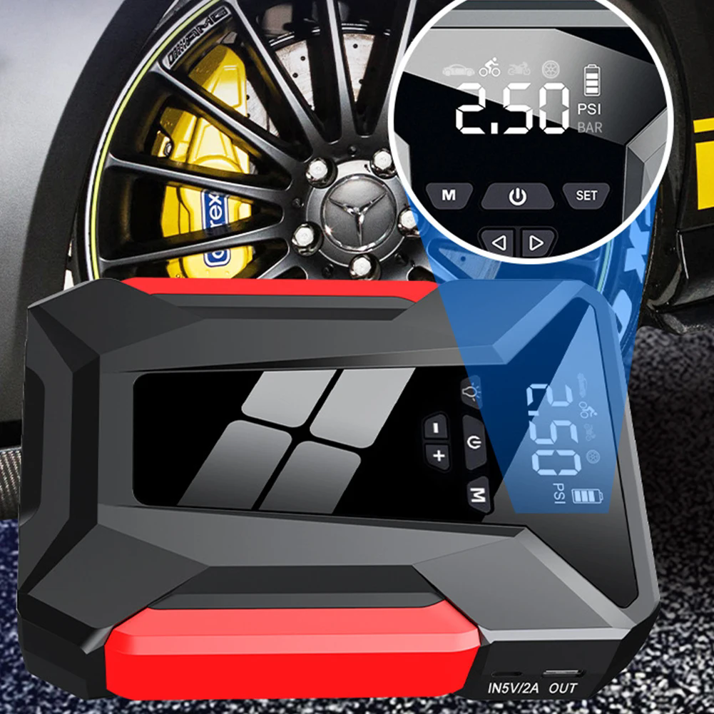 10000mAh Car Jump Starter Multifunctional Automotive Energy Power 150PSI fire Inflator Powerbank Air Pump With Bag